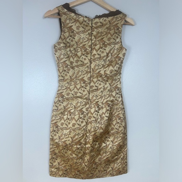 Vintage Betsey Johnson Chocolate Brown Gold Mini Dress - Picture 7 of 13